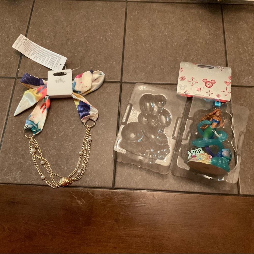 NWT The Little Mermaid Necklace and The Little Mermaid Sketchbook Ornament